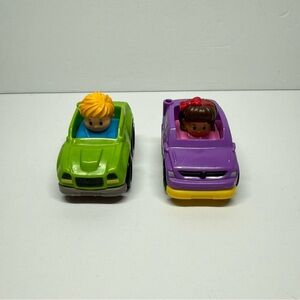 Fisher Price Little People Wheelies Cars Vehicle Figure Lot of 2 Girl & Boy Toys